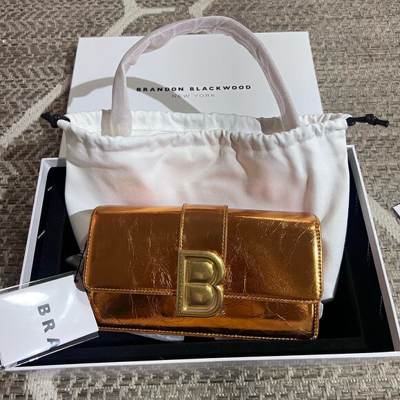 Brandon Blackwood Handbags - Brandon Blackwood Medium Nia Metallic Orange Bag